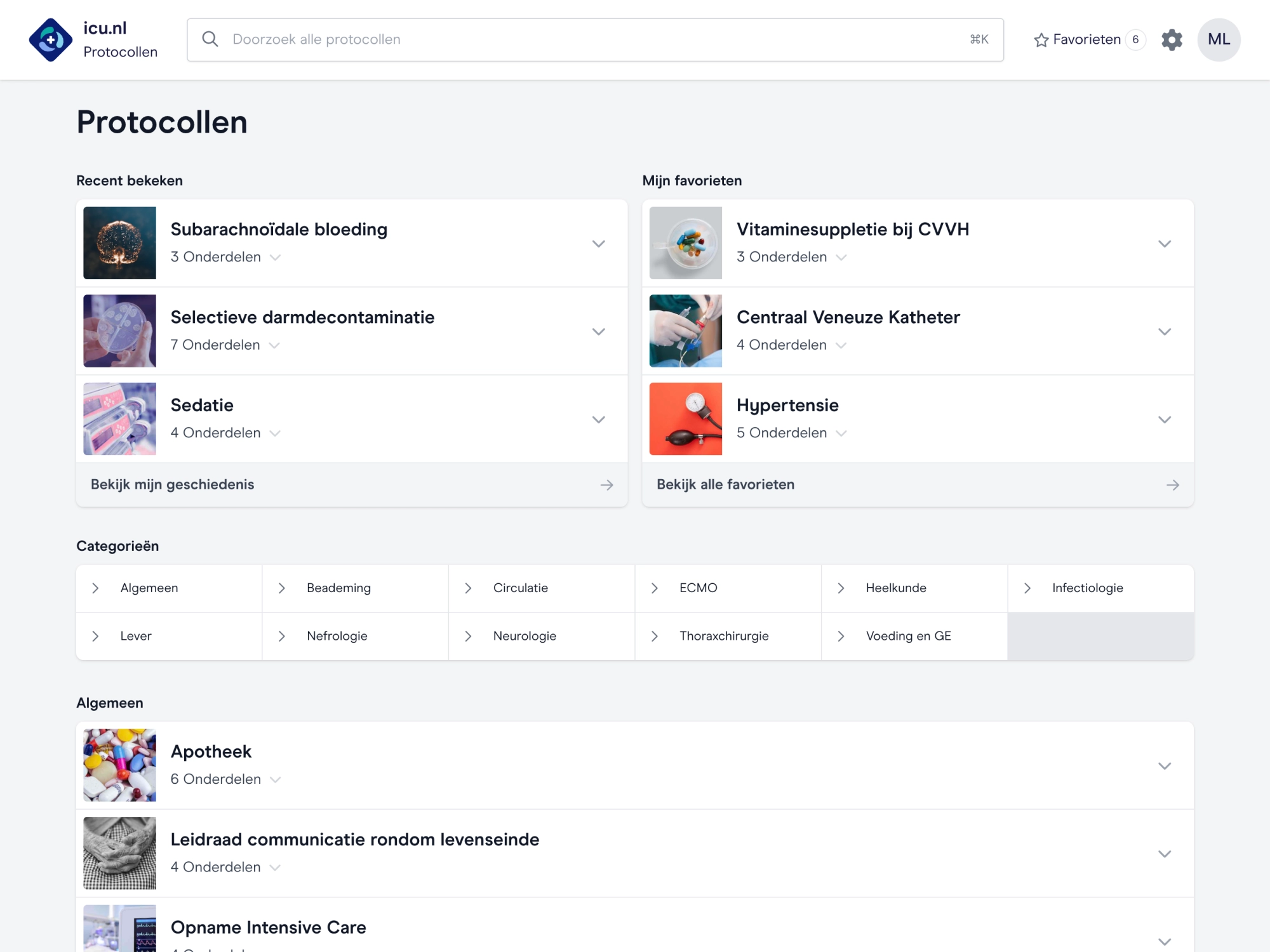 Overzicht protocollen en werkwijzes voor iedere intensive care